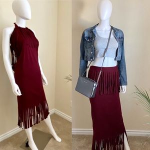 NWOT - Maroon Multi Purpose Fringed Tube